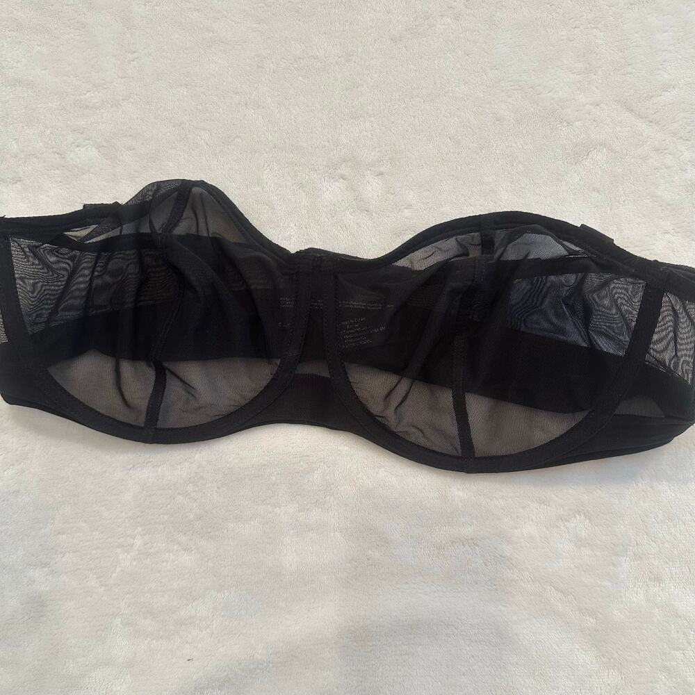 Black Sheer Strapless Bra sz 36D Black Sexy Goth Bra